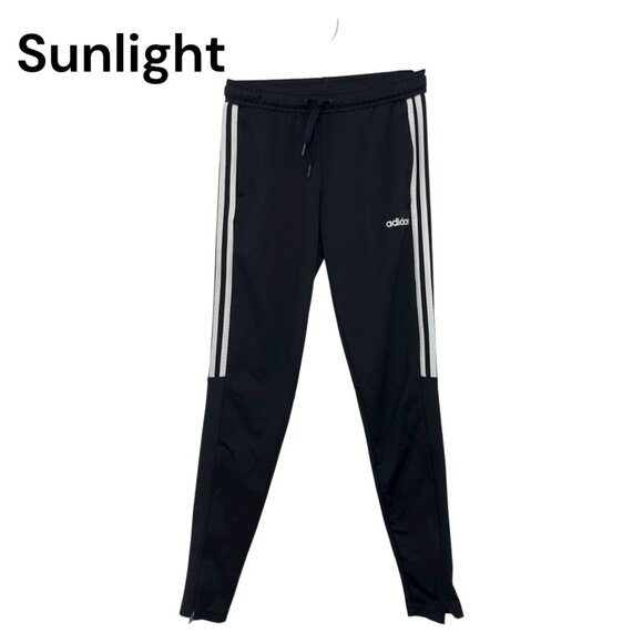 Adidas Mens Black Sport Track Pants With White Stripes SZ XS Ankle Zippered - Picture 1 of 10